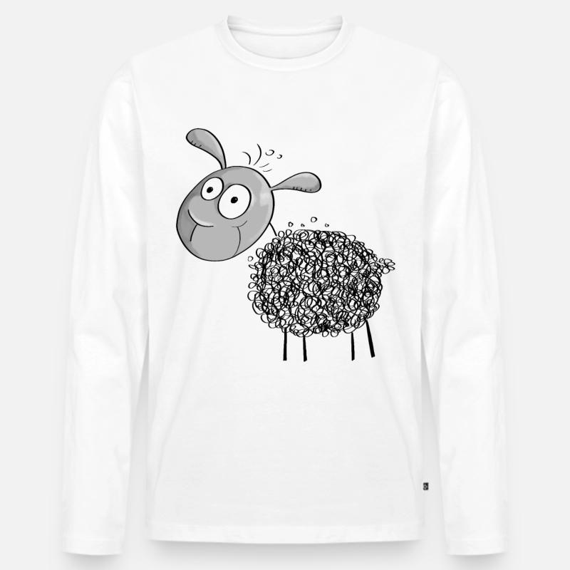 Kleines Wollschaf - Schaf Comic - Männer Premium Bio Langarmshirt - Weiß