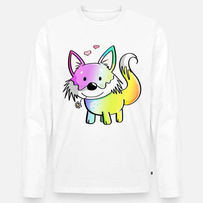 Fuchs Regenbogen - Füchse - Rotfuchs - Raubtier - Männer Premium Bio Langarmshirt - Weiß