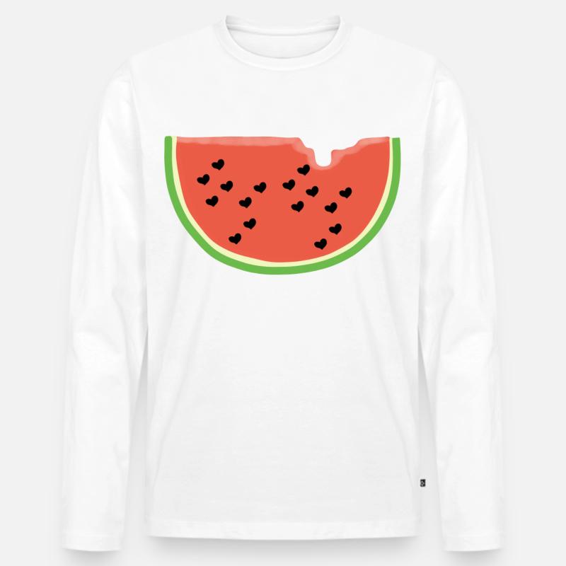 Melone mit Herz - Geschenk - Wassermelone - Comic - Männer Premium Bio Langarmshirt - Weiß