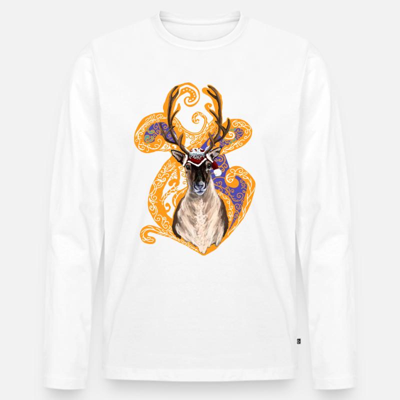 Weihnachtsren - Männer Premium Bio Langarmshirt - Weiß