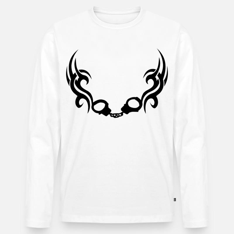 Handschellentrible - Männer Premium Bio Langarmshirt - Weiß
