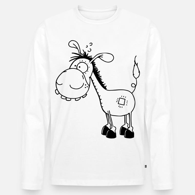 Esel - Langohresel - Eselchen - Männer Premium Bio Langarmshirt - Weiß