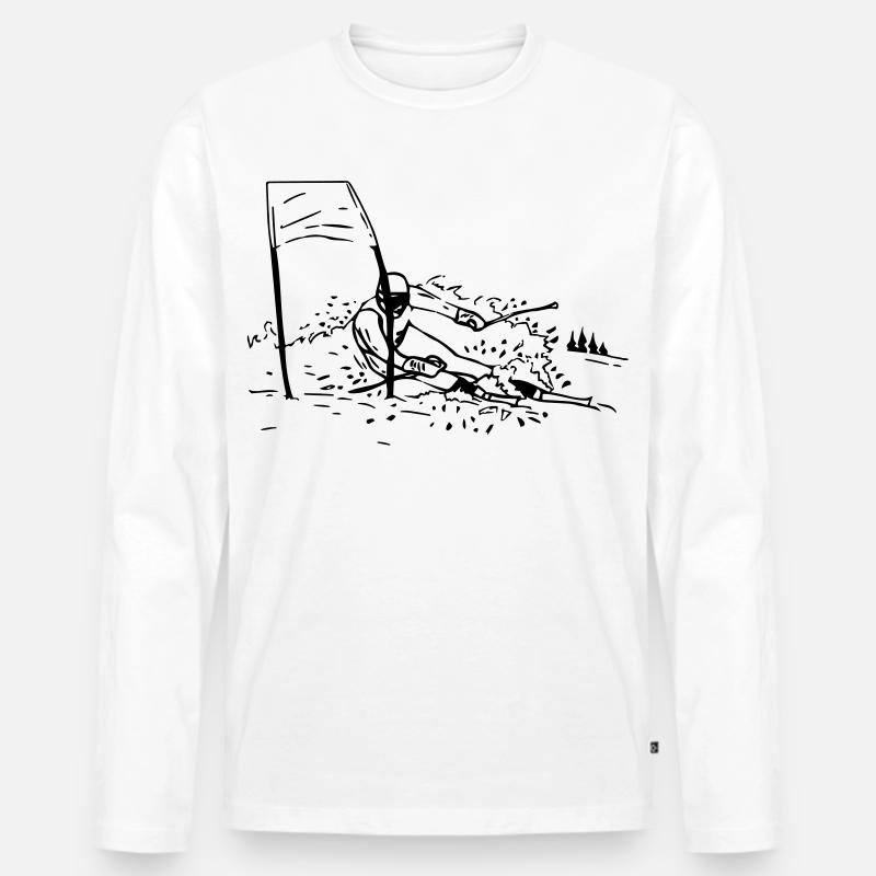 Ski - Skiläufer - Männer Premium Bio Langarmshirt - Weiß