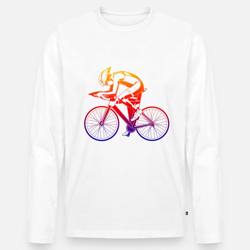 Fahrradfahrer - Männer Premium Bio Langarmshirt - Weiß