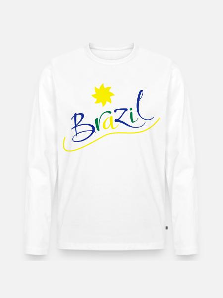 brasilien - Männer Premium Bio Langarmshirt - Weiß