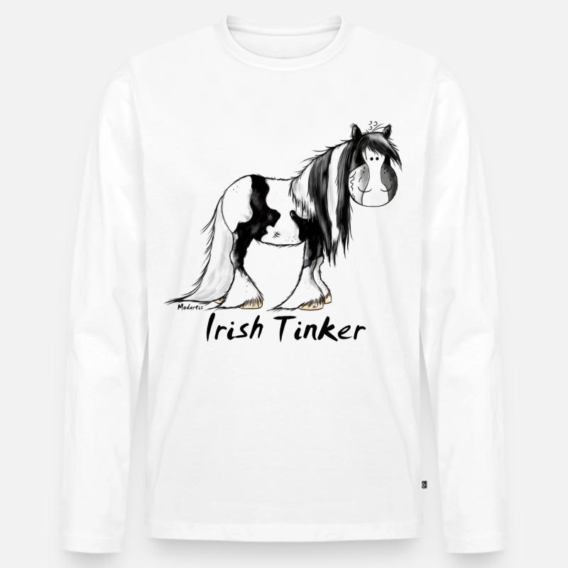 Pfiffiger Irish Tinker - Gypsy Cob - Männer Premium Bio Langarmshirt - Weiß