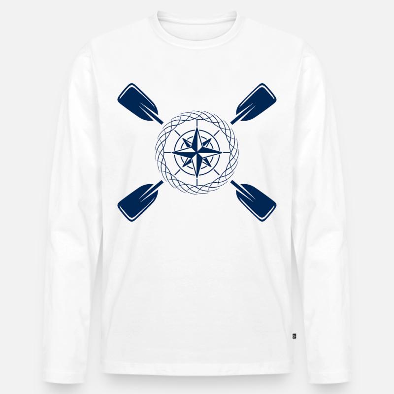 Paddel & Kompass - Männer Premium Bio Langarmshirt - Weiß