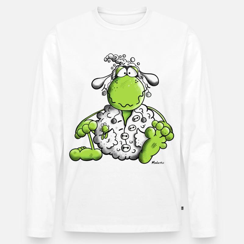 Frosch im Schaffell - Männer Premium Bio Langarmshirt - Weiß