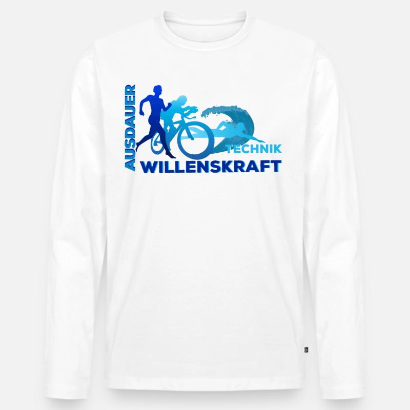 Triathlon - Ausdauer - Technik - Willenskraft - Männer Premium Bio Langarmshirt - Weiß