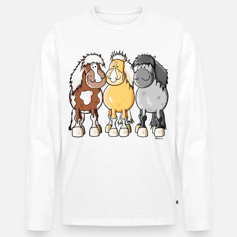 Shetty Trio - Männer Premium Bio Langarmshirt - Weiß