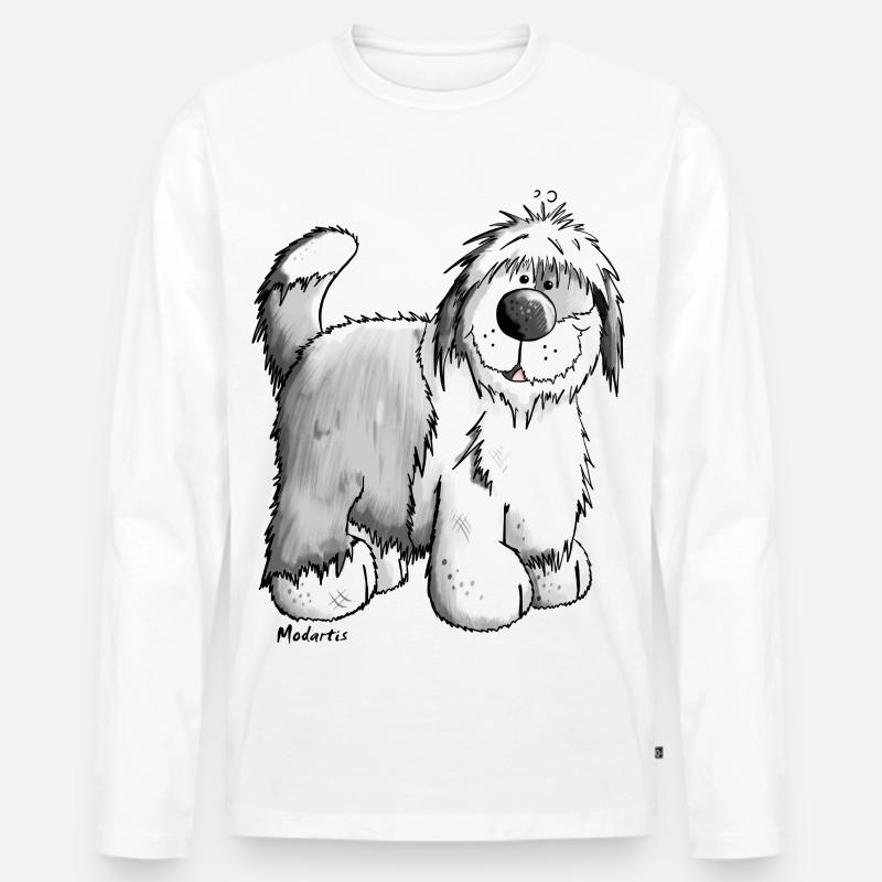 Bobby der Bobtail - Männer Premium Bio Langarmshirt - Weiß