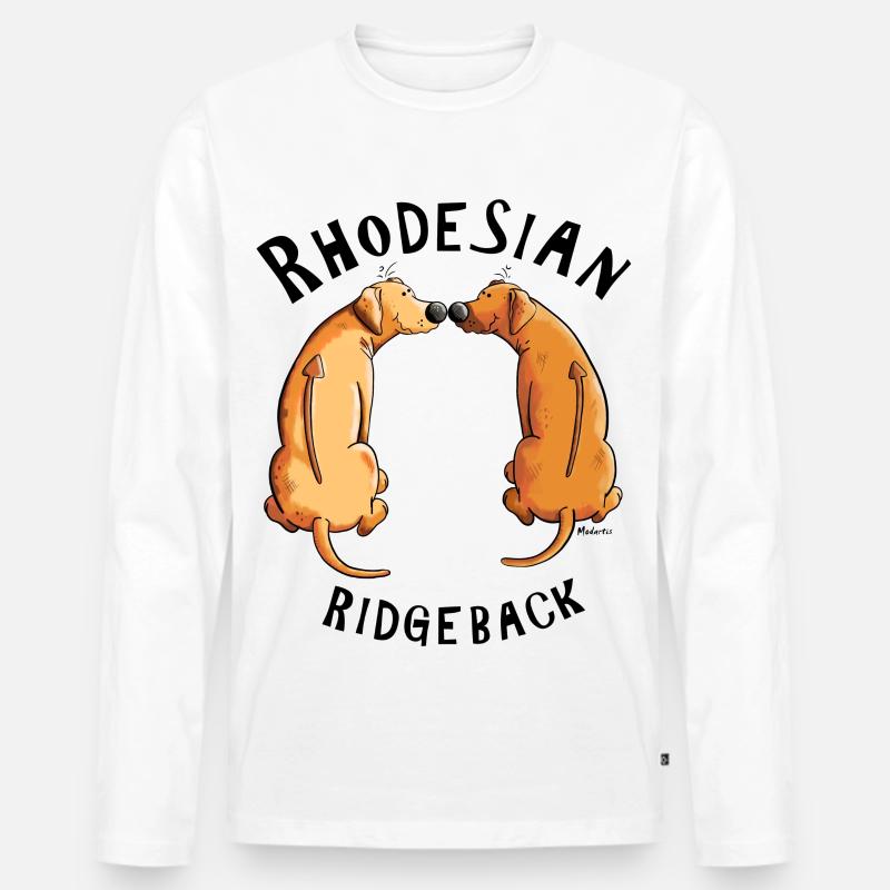 Smiling Rhodesian Ridgeback - Männer Premium Bio Langarmshirt - Weiß