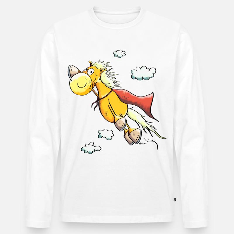 Super Pferd - Männer Premium Bio Langarmshirt - Weiß