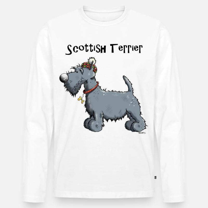 Silvius der Scottish Terrier - Männer Premium Bio Langarmshirt - Weiß
