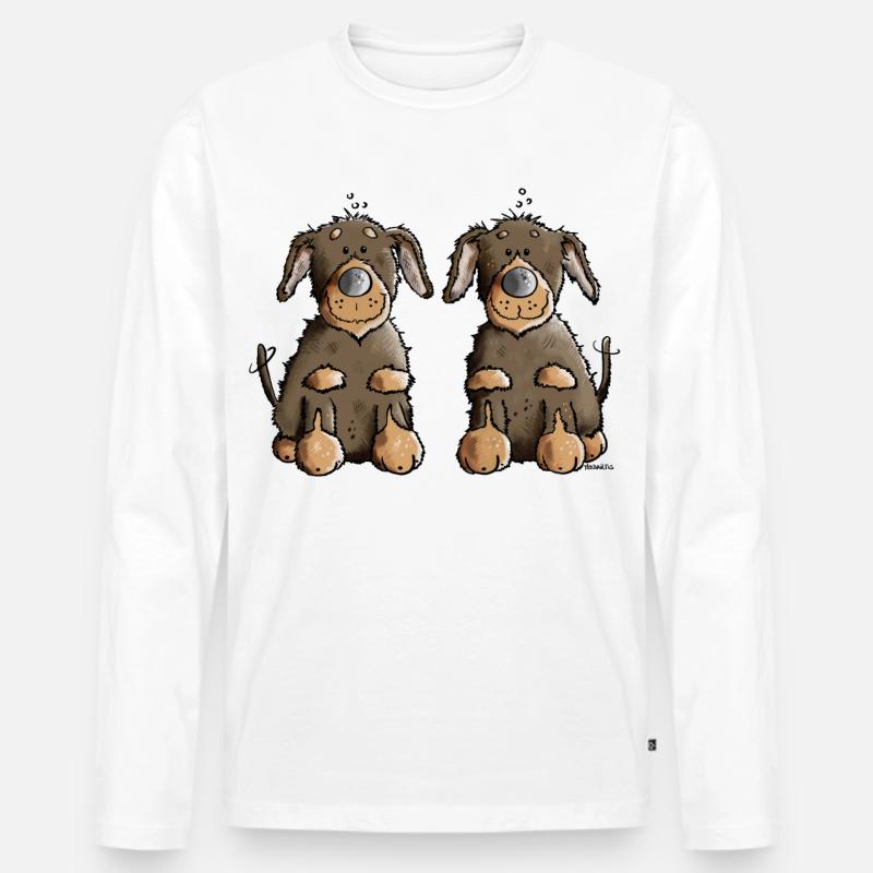 Dackel Duo - Männer Premium Bio Langarmshirt - Weiß