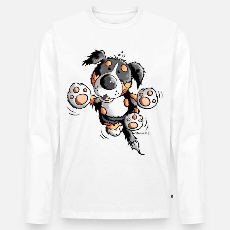 Brain der Berner Sennenhund - Männer Premium Bio Langarmshirt - Weiß