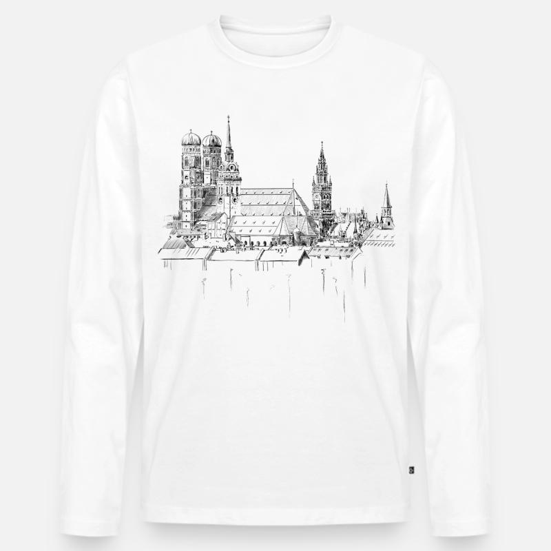 München - Männer Premium Bio Langarmshirt - Weiß