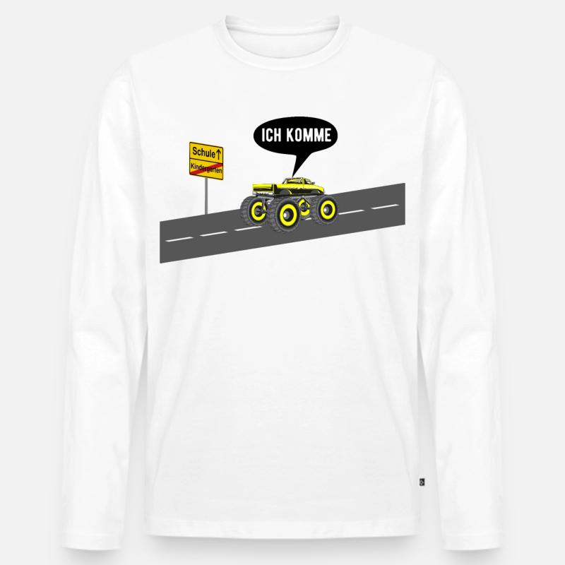 Schule ich komme - Männer Premium Bio Langarmshirt - Weiß