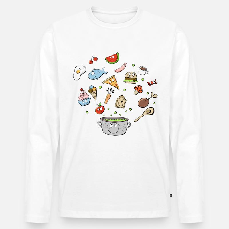 Essen Doodle I Mahzeit I Lebensmittel - Männer Premium Bio Langarmshirt - Weiß
