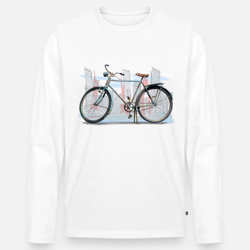 Fahrrad retro - Männer Premium Bio Langarmshirt - Weiß