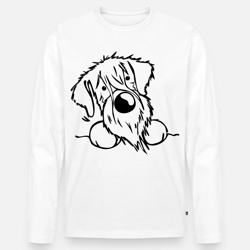Neugieriger Schnauzer - Männer Premium Bio Langarmshirt - Weiß
