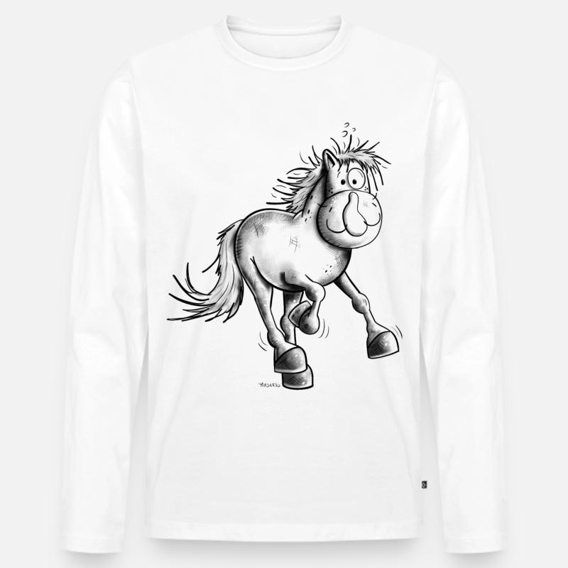 Flottes Pferdchen - Männer Premium Bio Langarmshirt - Weiß