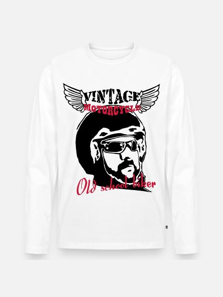 Old Biker Motorcycle 1 - Männer Premium Bio Langarmshirt - Weiß