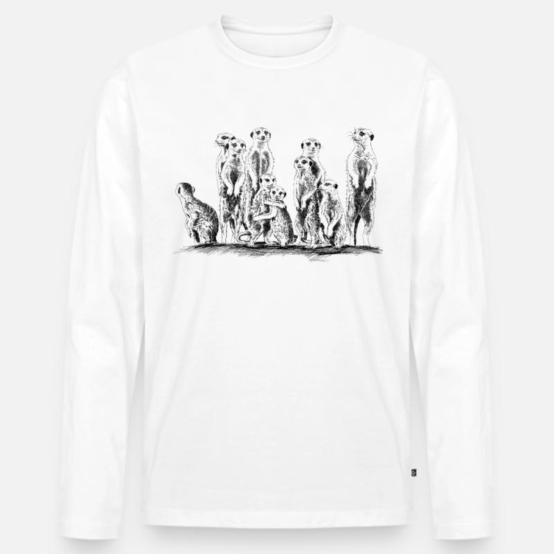 Erdmännchen - Männer Premium Bio Langarmshirt - Weiß