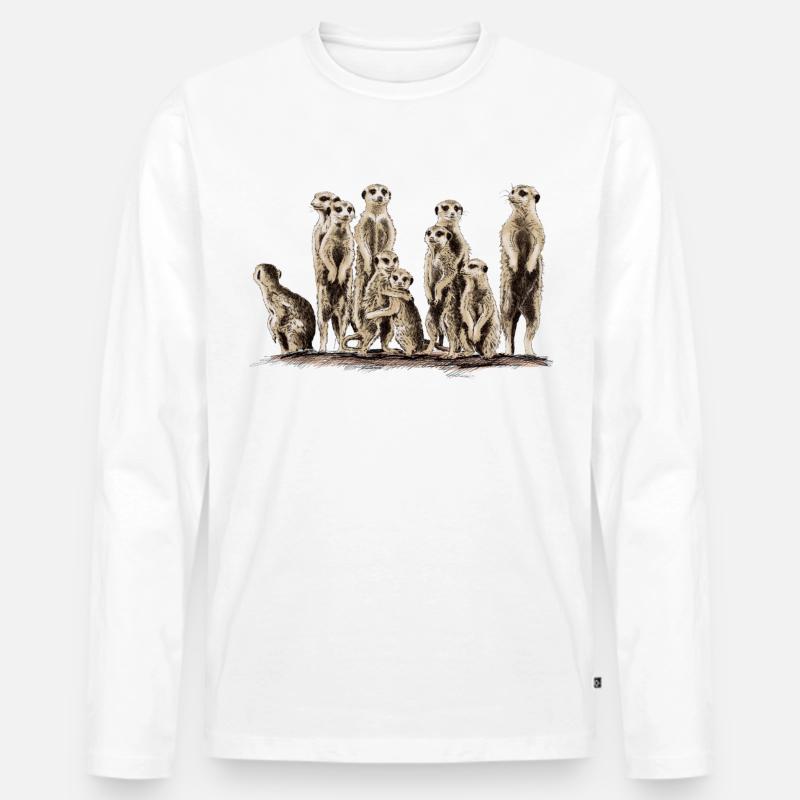 Erdmännchen - Männer Premium Bio Langarmshirt - Weiß