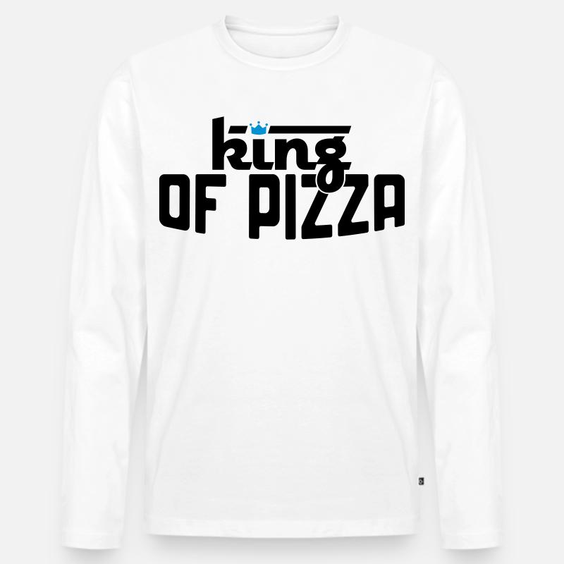 Pizza - Männer Premium Bio Langarmshirt - Weiß