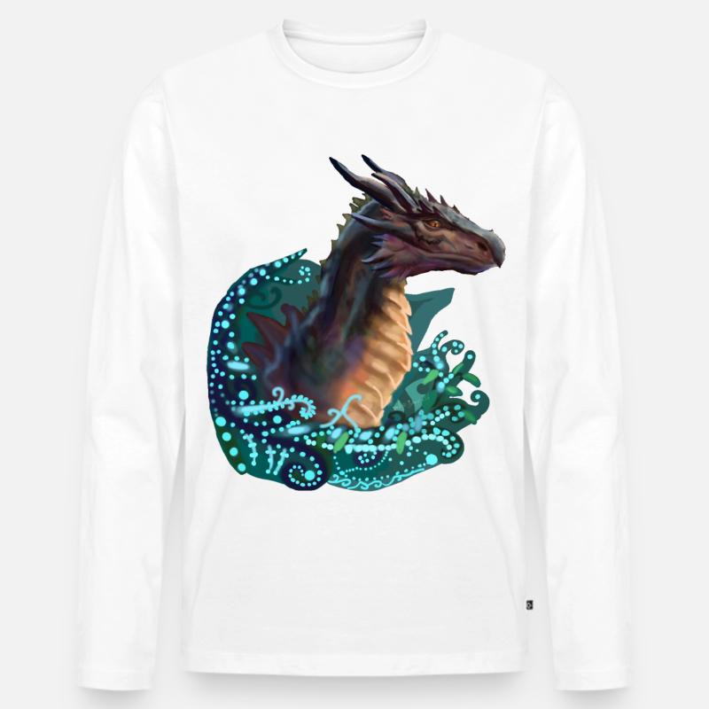 Drachen - Männer Premium Bio Langarmshirt - Weiß