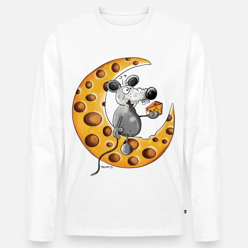 Maus liebt Käse - Männer Premium Bio Langarmshirt - Weiß