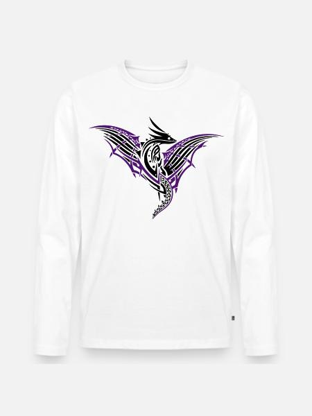 Fantasy dragon with large wings - Men's Premium Organic Long Sleeve Shirt - white