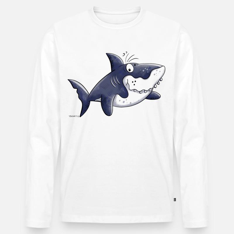 Haichen - Männer Premium Bio Langarmshirt - Weiß