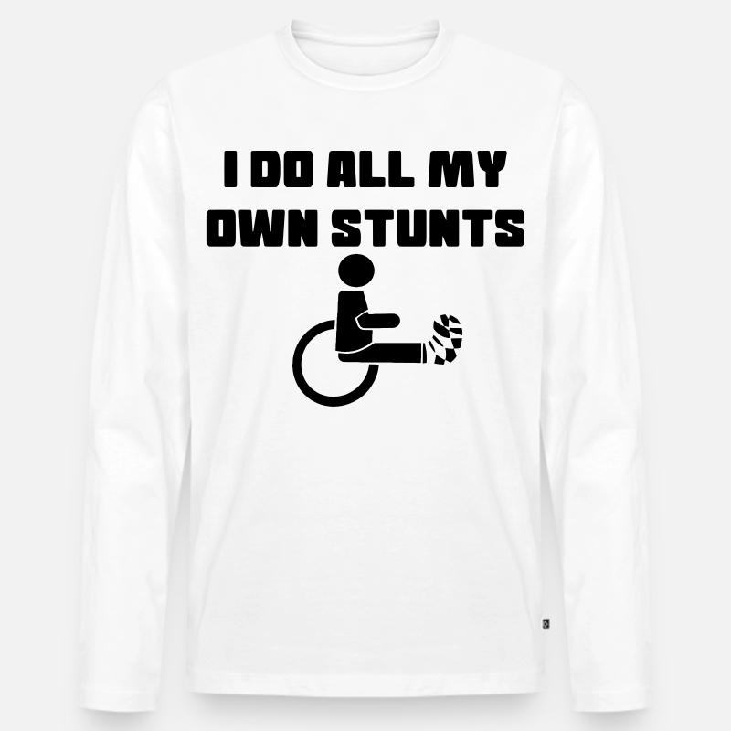 Rollstuhlfahrer mit Bein in Gips # - Männer Premium Bio Langarmshirt - Weiß