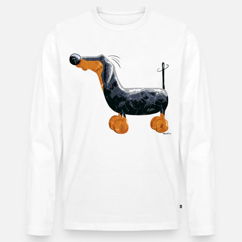 Da steht ein Dackel - Männer Premium Bio Langarmshirt - Weiß