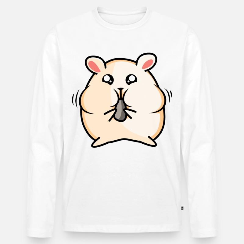 Süßer Hamster - Männer Premium Bio Langarmshirt - Weiß