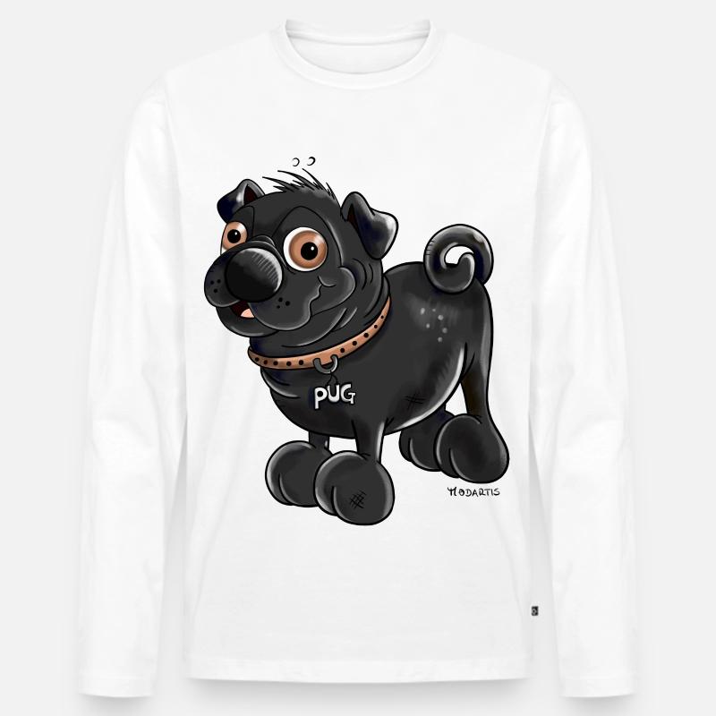 Da kommt ein Mops - Männer Premium Bio Langarmshirt - Weiß