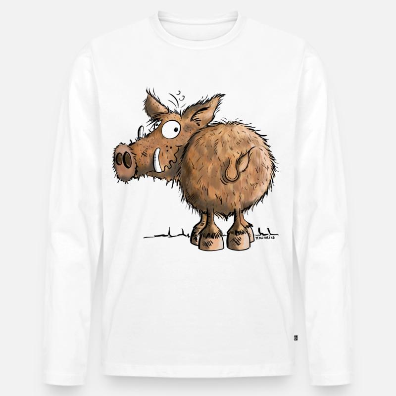 Divertente Cinghiale - Maglia a manica lunga ecologica premium da uomo - bianco