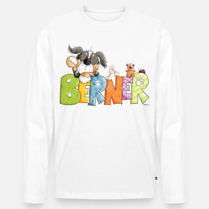 Berner Sennenhund hängt ab - Männer Premium Bio Langarmshirt - Weiß