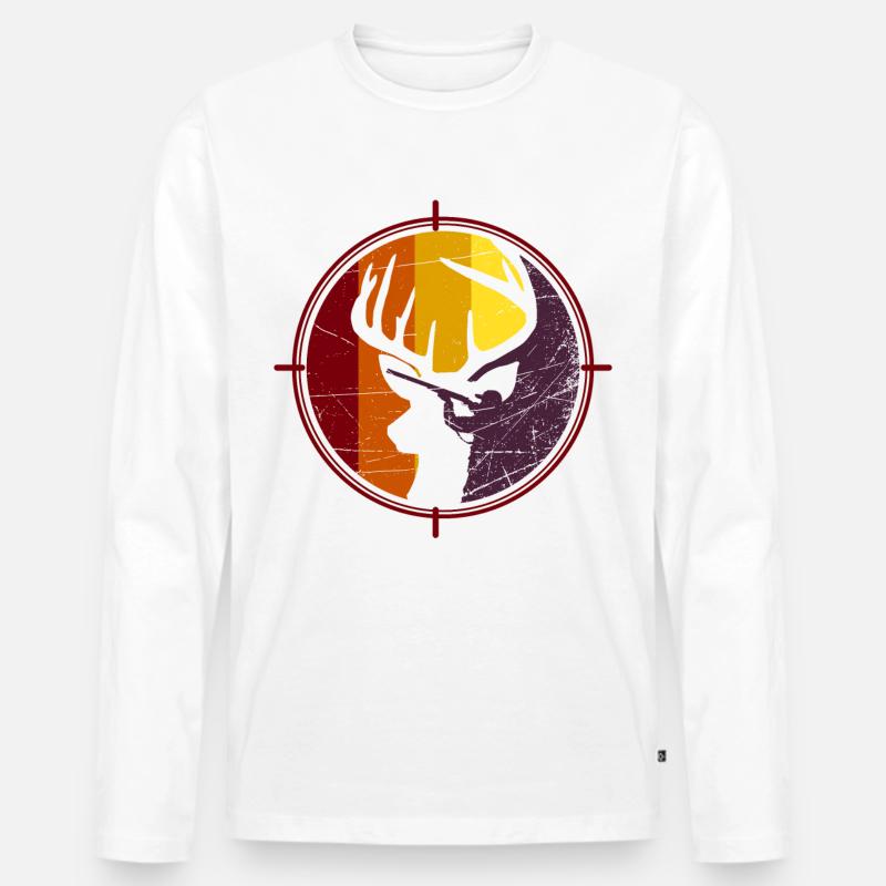Jäger - Jagd - Hirsch - Männer Premium Bio Langarmshirt - Weiß
