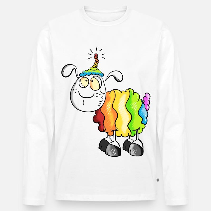 Rainbow Schaf - Männer Premium Bio Langarmshirt - Weiß