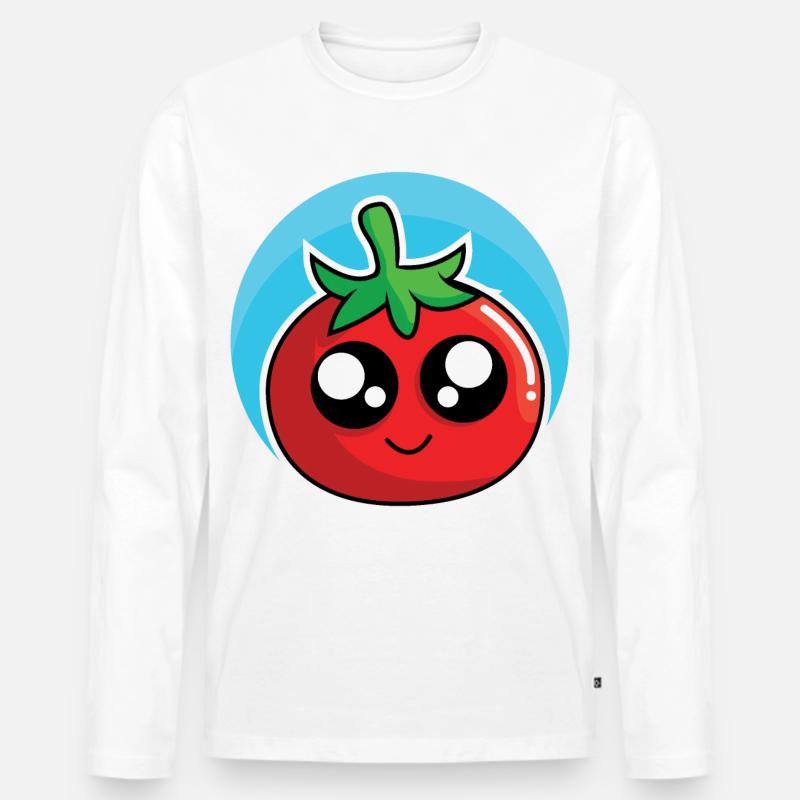 Fröhliche Tomate - Männer Premium Bio Langarmshirt - Weiß