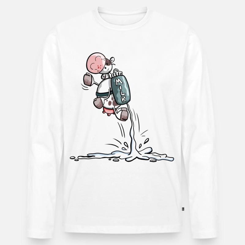 Power Kuh mit extra viel Milch - Männer Premium Bio Langarmshirt - Weiß