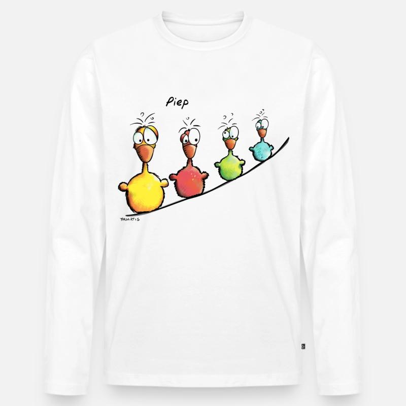 Vogelleine Piep - Männer Premium Bio Langarmshirt - Weiß