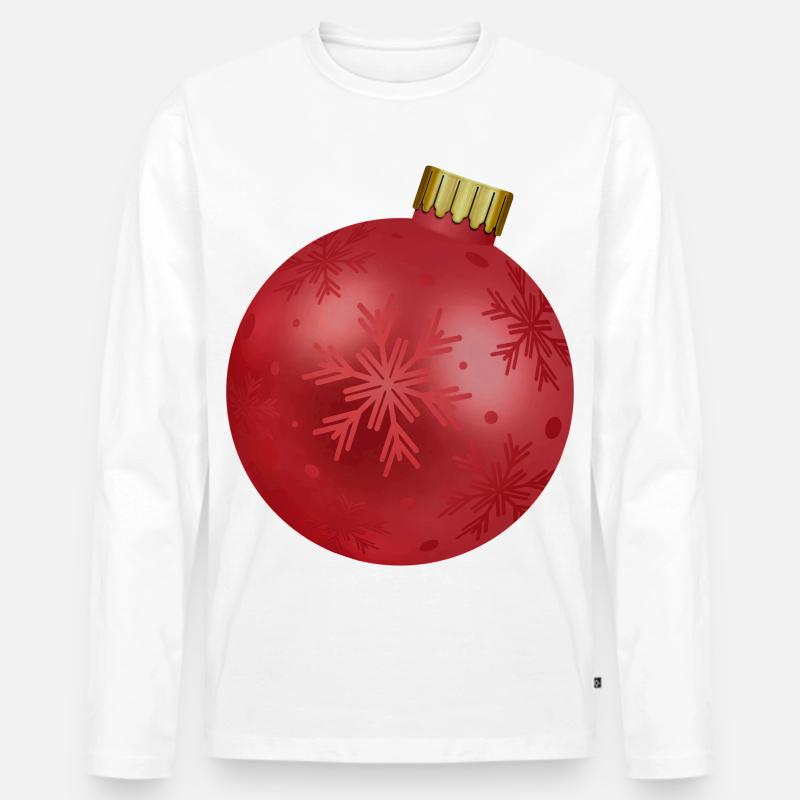 Weihnachtskugel schwanger Babybauch Geschenk - Männer Premium Bio Langarmshirt - Weiß