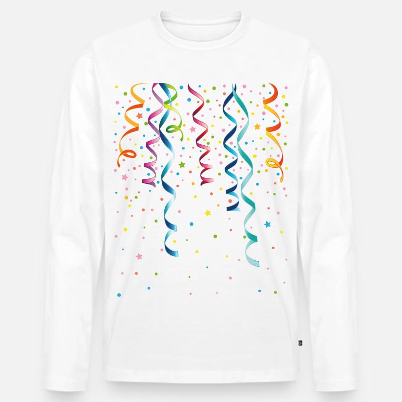 Silvester. Bunte Luftschlangen mit Konfetti. - Männer Premium Bio Langarmshirt - Weiß