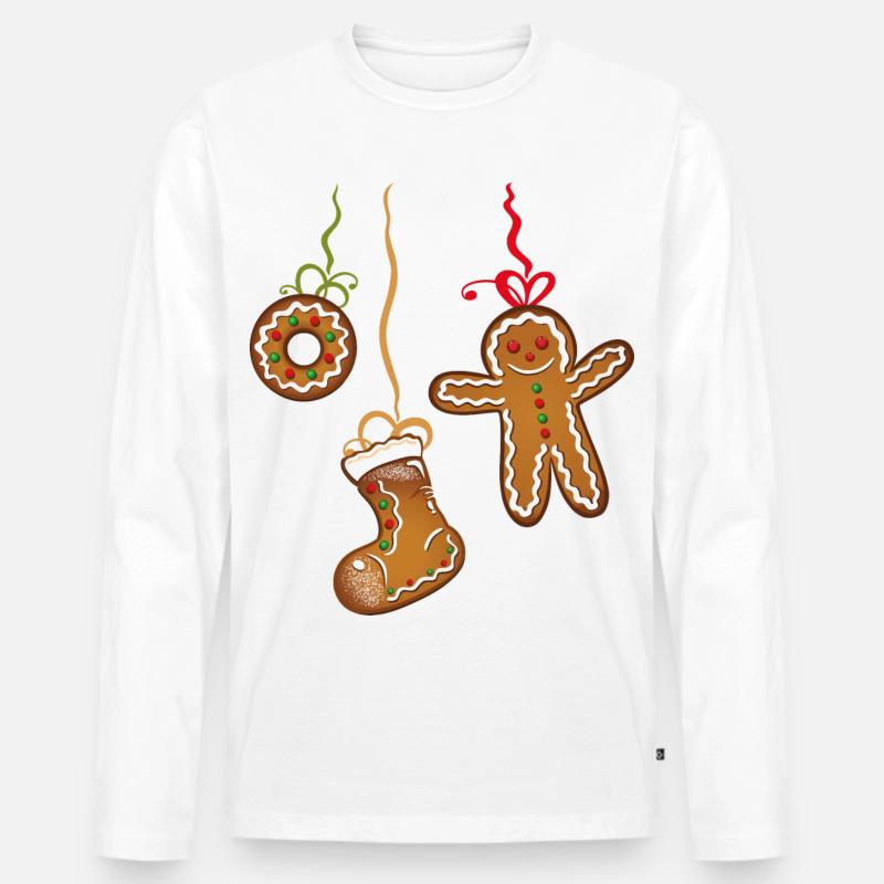 Weihnachtsplätzchen, Weihnachten, Lebkuchenmann. - Männer Premium Bio Langarmshirt - Weiß