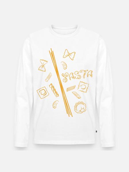 Pasta-Design mit Spaghetti & Nudelformen - Männer Premium Bio Langarmshirt - Weiß