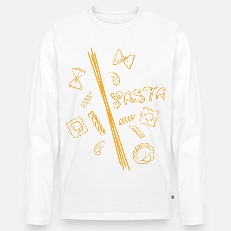 Pasta-Design mit Spaghetti & Nudelformen - Männer Premium Bio Langarmshirt - Weiß